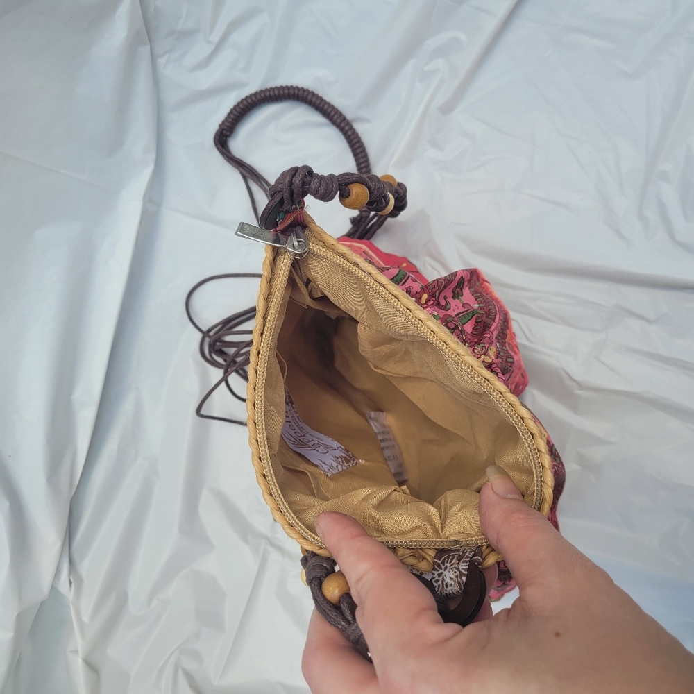 Cappelli Straworld Pink & Raffia Boho Ruffle Crossbody Purse - Picture 7 of 16
